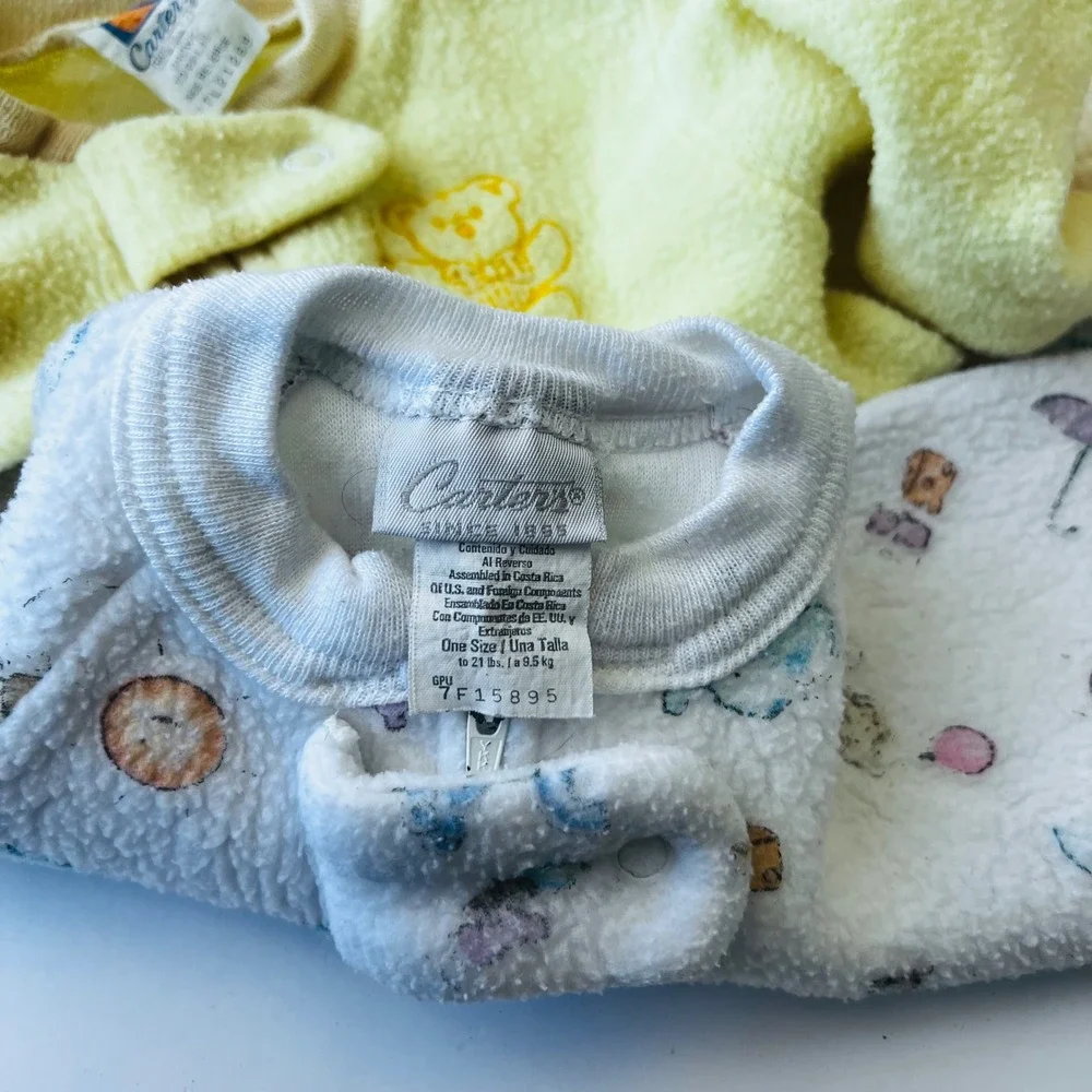 Vintage Carter's Fleece Sleep Sacks Baby Lot of 3 Neutral Bears Up to 6M